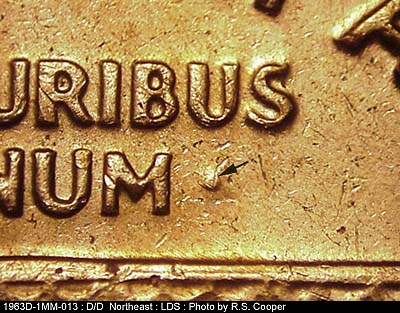 Die-stage C marker on 1963D•1MM•013 (1963 Repunched Mint Mark).