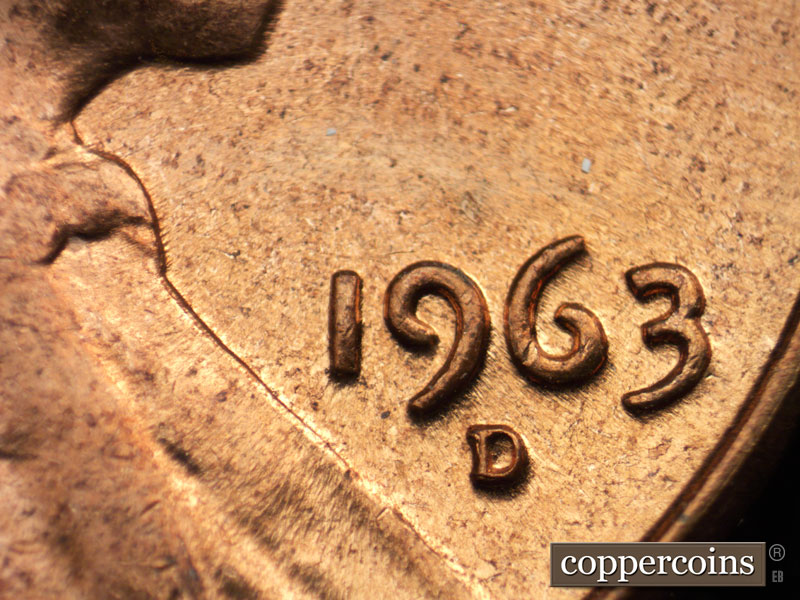 Die-stage C marker on 1963D•1MM•014 (1963 Repunched Mint Mark).