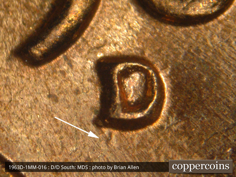 1963 Lincoln cent obverse, CopperCoins die 1963D•1MM•016.