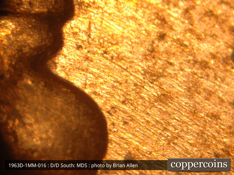 Die-stage B marker on 1963D•1MM•016 (1963 Repunched Mint Mark).