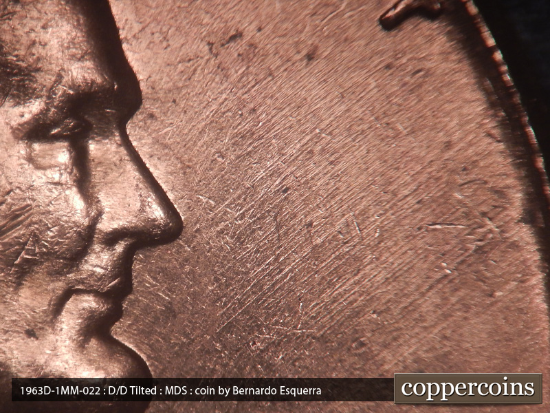 Die-stage B marker on 1963D•1MM•022 (1963 Repunched Mint Mark).
