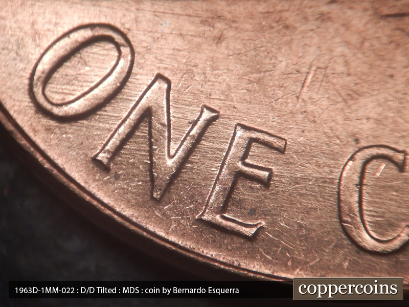 Die-stage B marker on 1963D•1MM•022 (1963 Repunched Mint Mark).