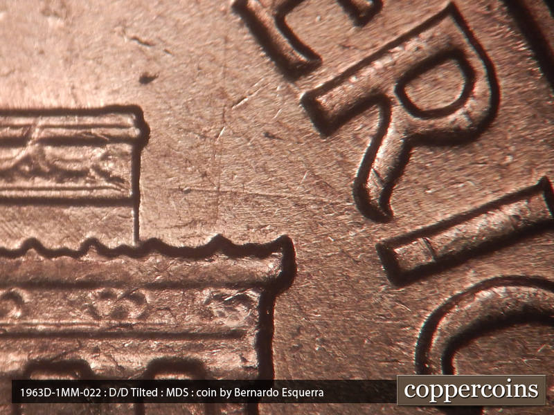 Die-stage B marker on 1963D•1MM•022 (1963 Repunched Mint Mark).