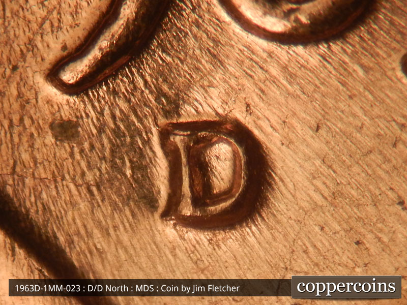 1963 Lincoln cent obverse, CopperCoins die 1963D•1MM•023.