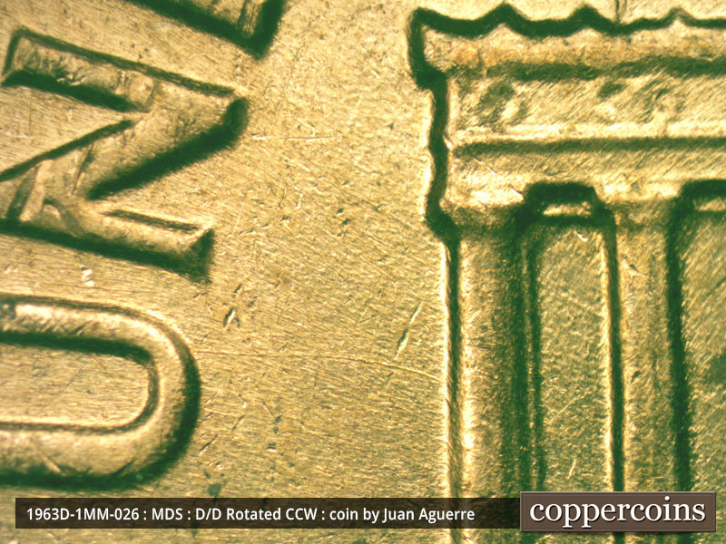 Die-stage B marker on 1963D•1MM•026 (1963 Repunched Mint Mark).