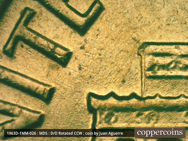 Die-stage B marker on 1963D•1MM•026 (1963 Repunched Mint Mark).