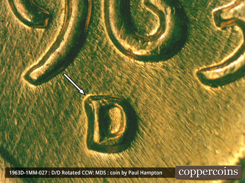 1963 Lincoln cent obverse, CopperCoins die 1963D•1MM•027.