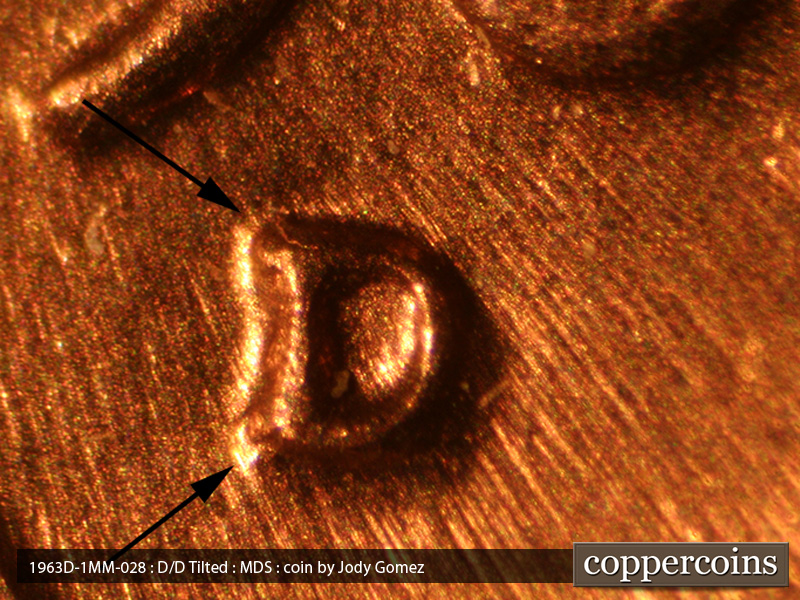 1963 Lincoln cent obverse, CopperCoins die 1963D•1MM•028.