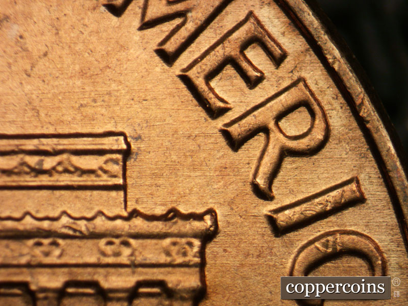 Die-stage A marker on 1963P•1DO•003 (1963 Doubled Die Obverse).