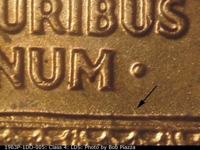 Die-stage C marker on 1963P•1DO•005 (1963 Doubled Die Obverse).
