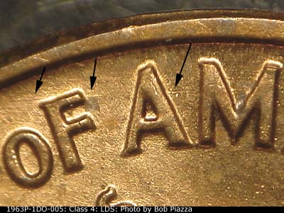 Die-stage C marker on 1963P•1DO•005 (1963 Doubled Die Obverse).