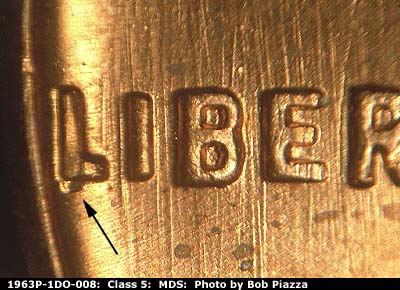 1963 Lincoln cent obverse, CopperCoins die 1963P•1DO•008.