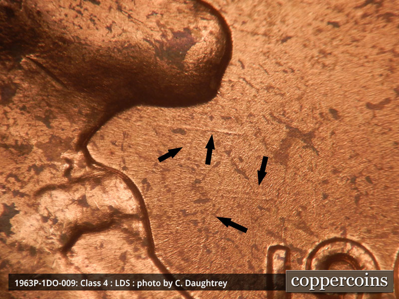 Die-stage C marker on 1963P•1DO•009 (1963 Doubled Die Obverse).