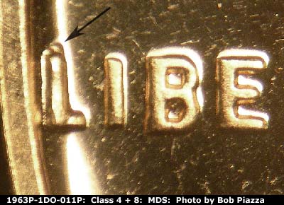 1963 Lincoln cent obverse proof, CopperCoins die 1963P•1DO•011P.