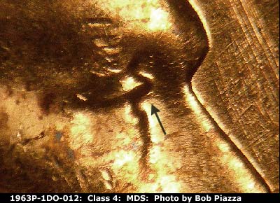 1963 Lincoln cent obverse, CopperCoins die 1963P•1DO•012.
