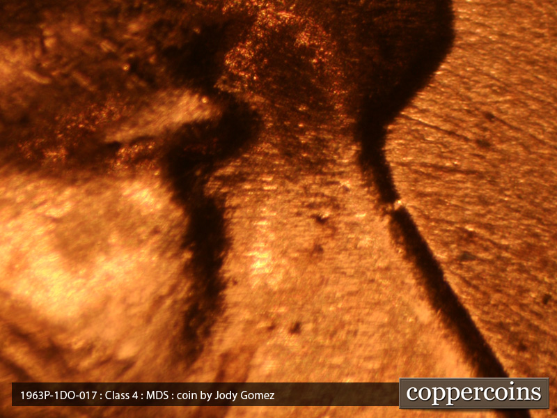 1963 Lincoln cent obverse, CopperCoins die 1963P•1DO•018.