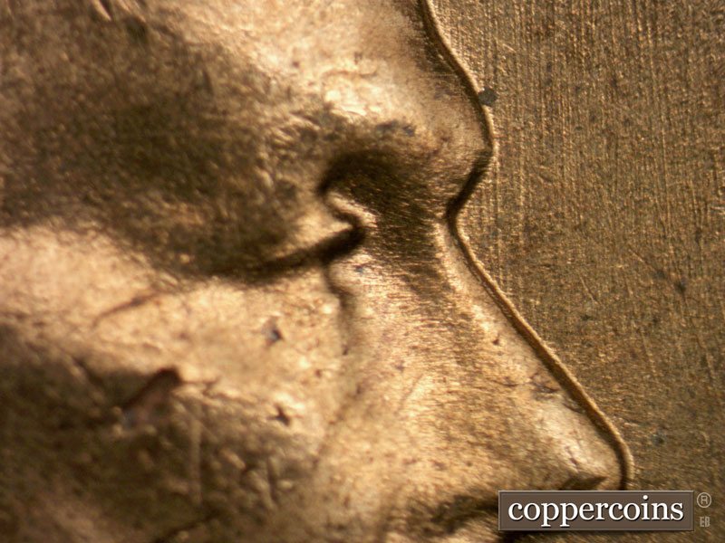 Die-stage A marker on 1963P•1DO•021 (1963 Doubled Die Obverse).