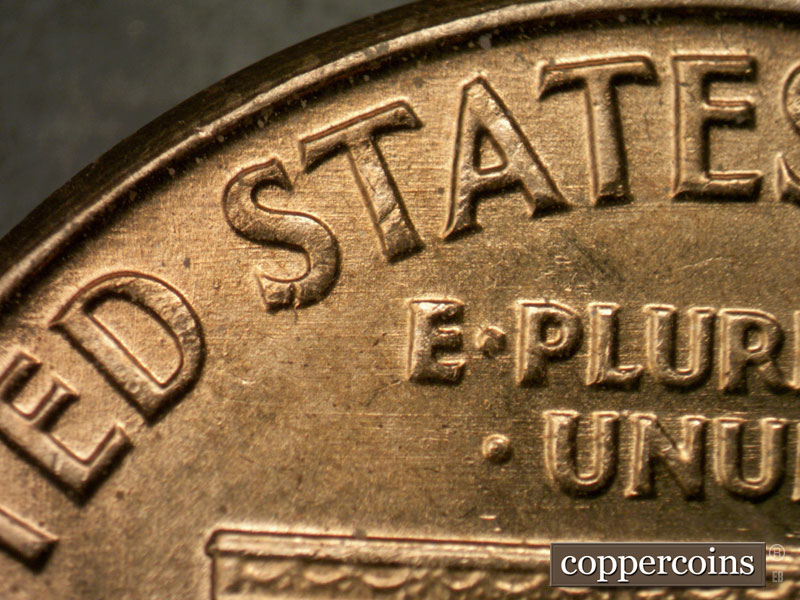 Die-stage A marker on 1963P•1DO•021 (1963 Doubled Die Obverse).