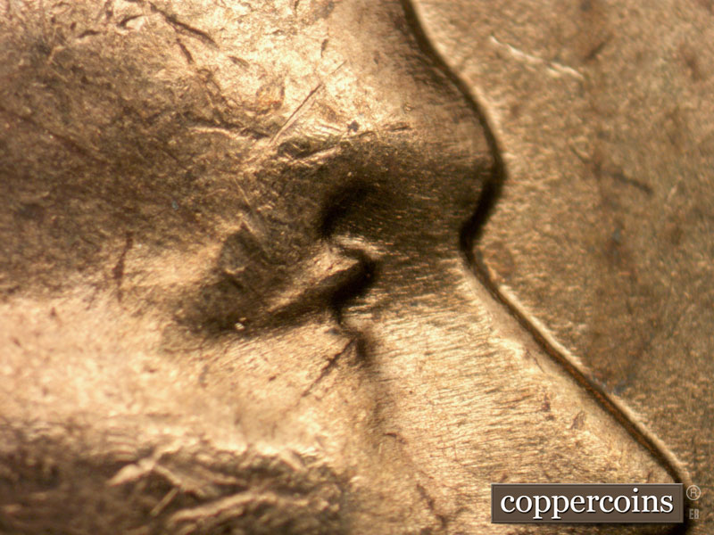 1963 Lincoln cent obverse, CopperCoins die 1963P•1DO•021.