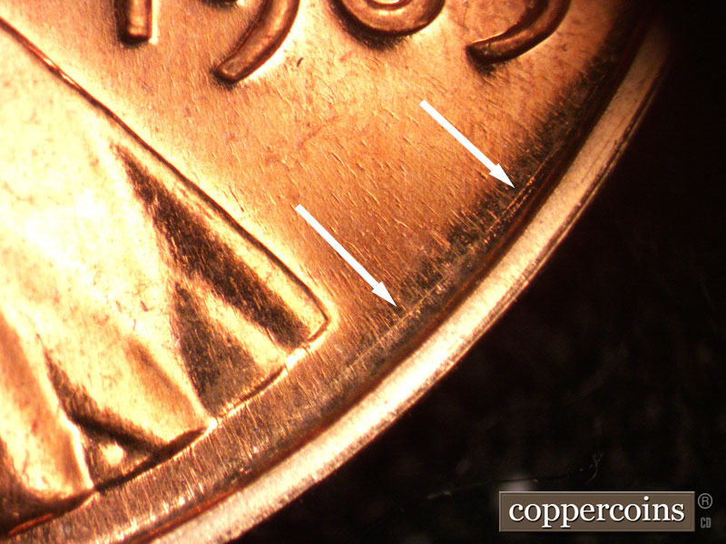 Die-stage B marker on 1963P•1DO•024P (1963 Doubled Die Obverse).