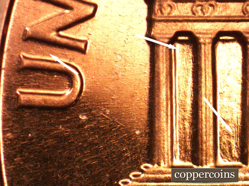 Die-stage B marker on 1963P•1DO•024P (1963 Doubled Die Obverse).