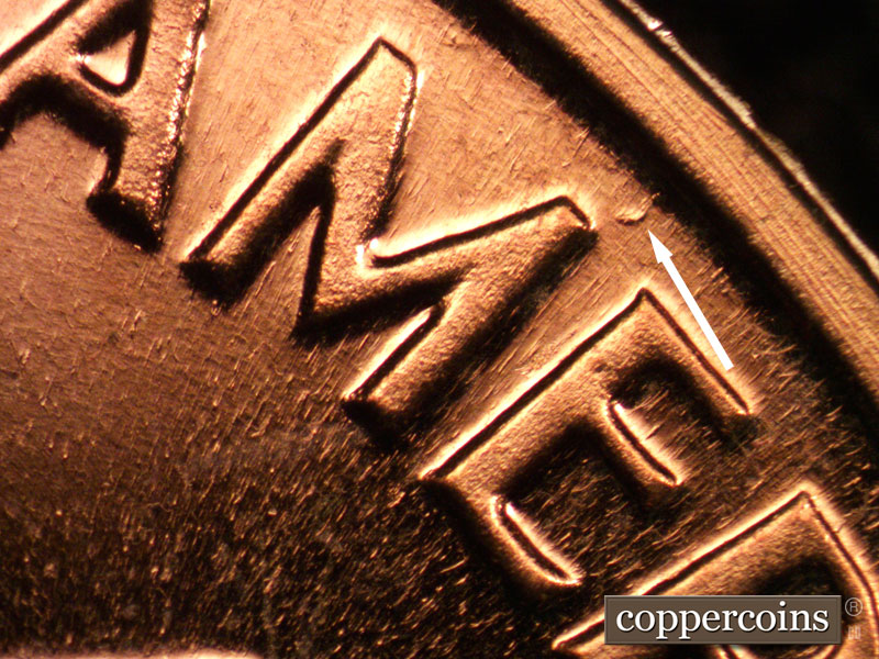 Die-stage B marker on 1963P•1DO•025P (1963 Doubled Die Obverse).