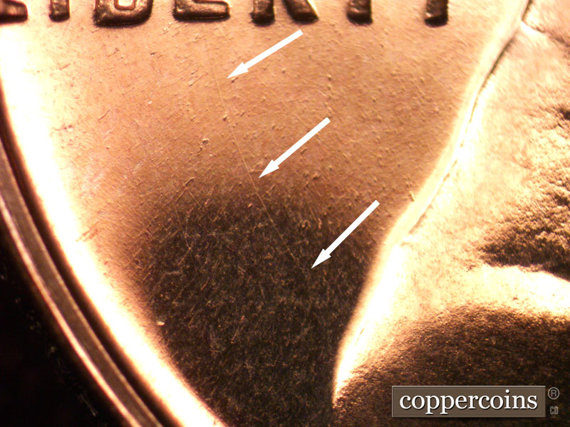 Die-stage B marker on 1963P•1DO•026P (1963 Doubled Die Obverse).