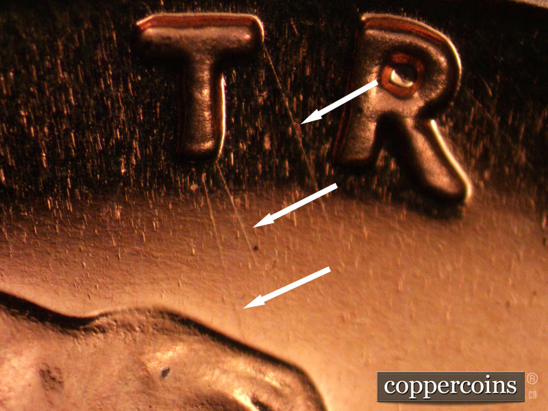 Die-stage B marker on 1963P•1DO•028P (1963 Doubled Die Obverse).