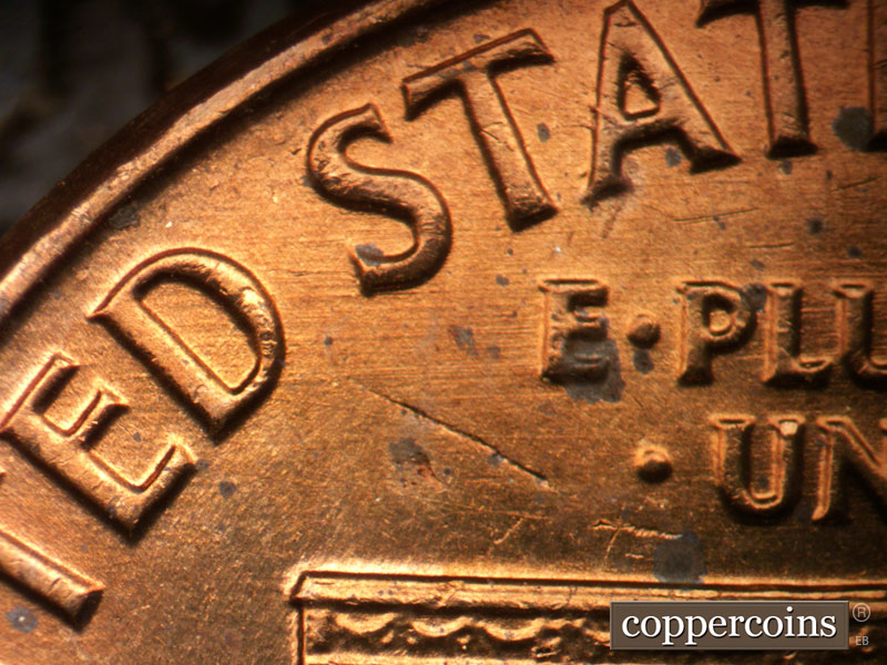 Die-stage B marker on 1963P•1DO•030 (1963 Doubled Die Obverse).