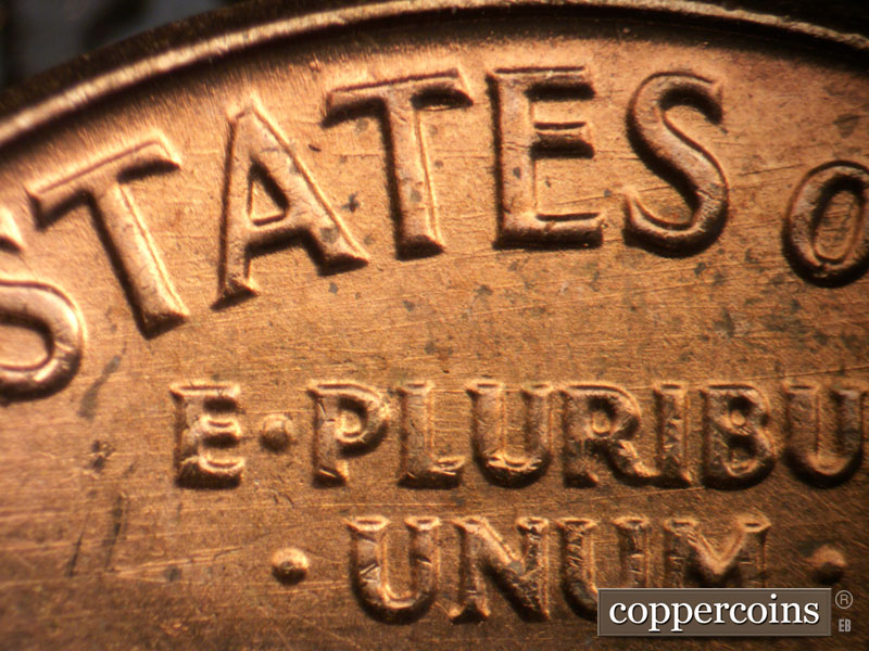 Die-stage B marker on 1963P•1DO•034 (1963 Doubled Die Obverse).