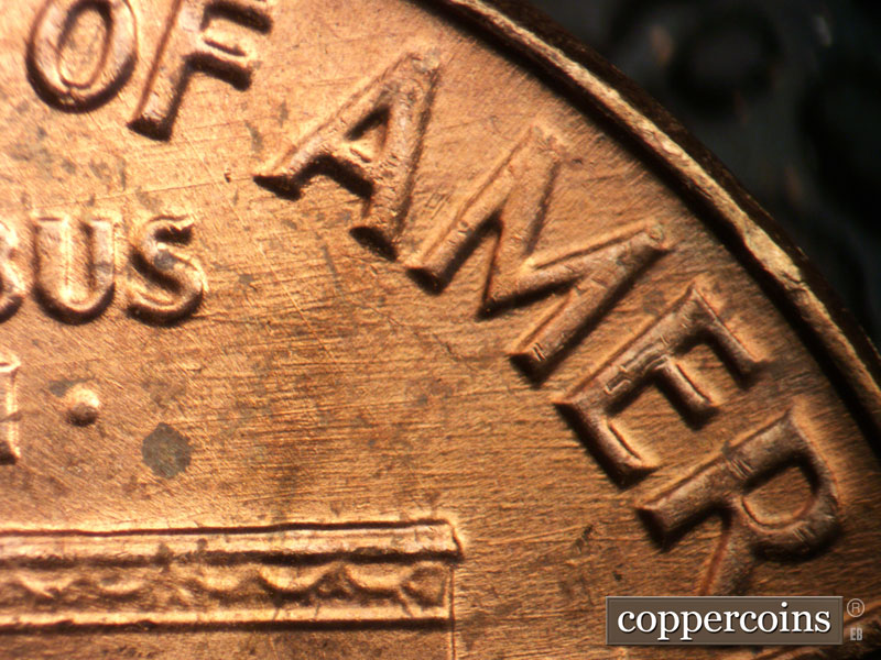 Die-stage B marker on 1963P•1DO•034 (1963 Doubled Die Obverse).