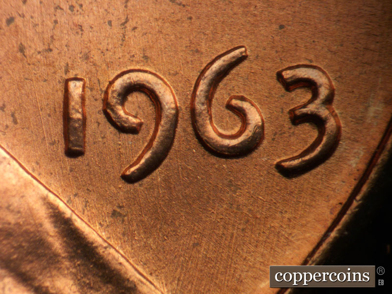 Die-stage A marker on 1963P•1DO•035 (1963 Doubled Die Obverse).