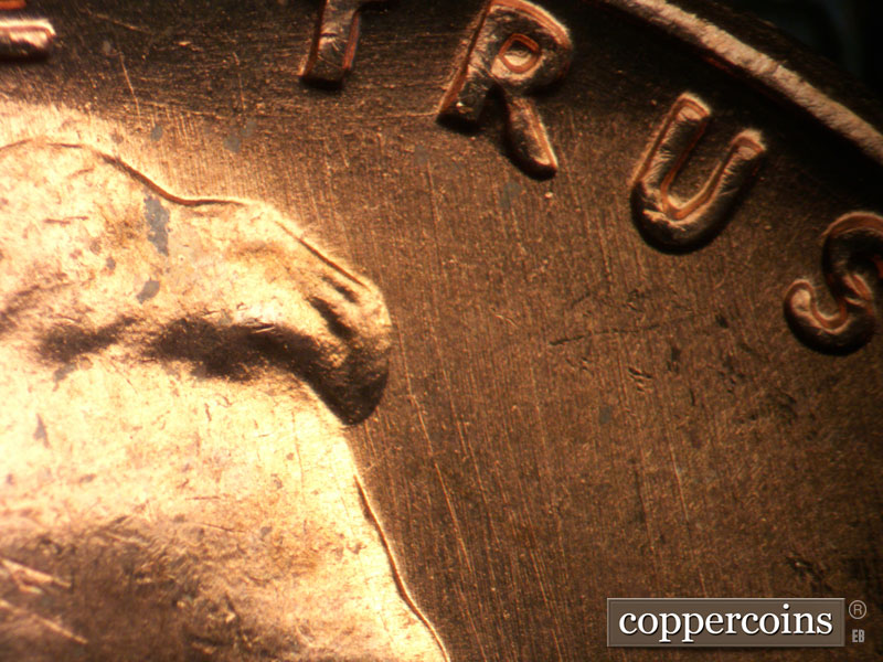 Die-stage A marker on 1963P•1DO•035 (1963 Doubled Die Obverse).
