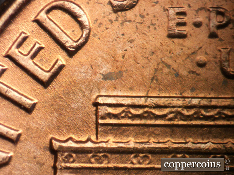 Die-stage A marker on 1963P•1DO•035 (1963 Doubled Die Obverse).