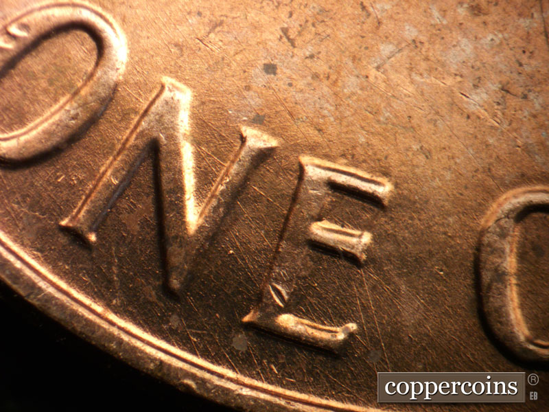 Die-stage A marker on 1963P•1DO•035 (1963 Doubled Die Obverse).