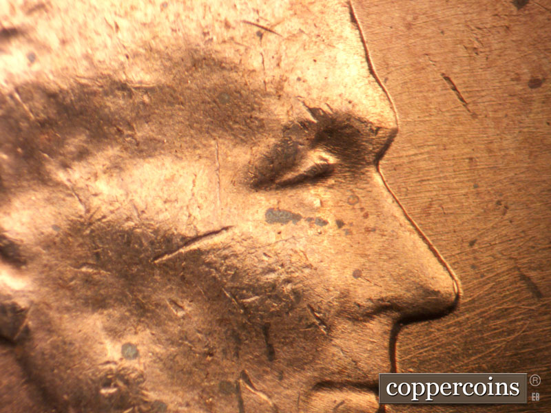 1963 Lincoln cent obverse, CopperCoins die 1963P•1DO•037.