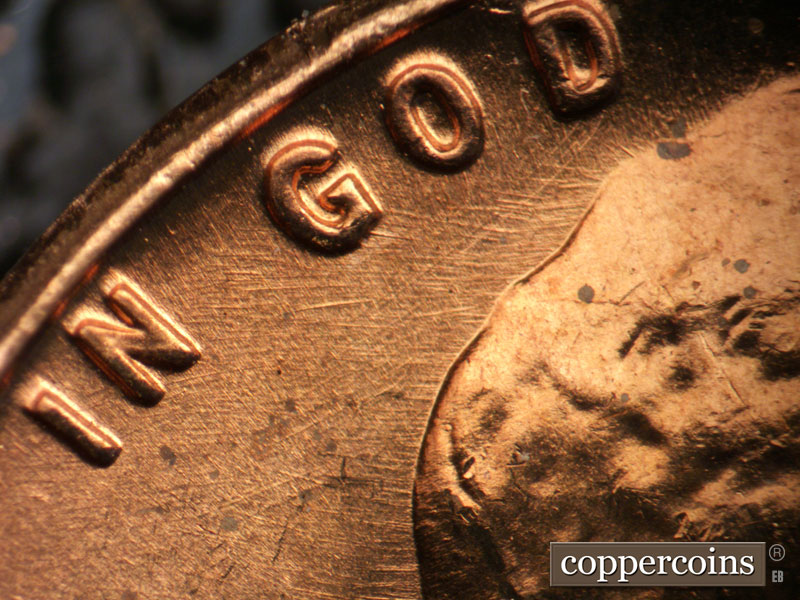 Die-stage B marker on 1963P•1DO•037 (1963 Doubled Die Obverse).