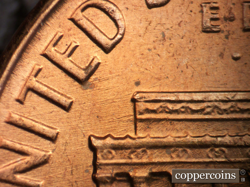 Die-stage B marker on 1963P•1DO•037 (1963 Doubled Die Obverse).