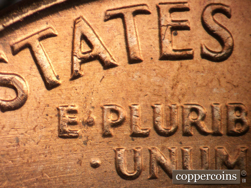 Die-stage B marker on 1963P•1DO•037 (1963 Doubled Die Obverse).