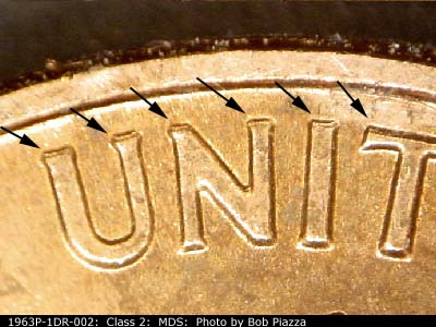 1963 Lincoln cent obverse, CopperCoins die 1963P•1DR•002.