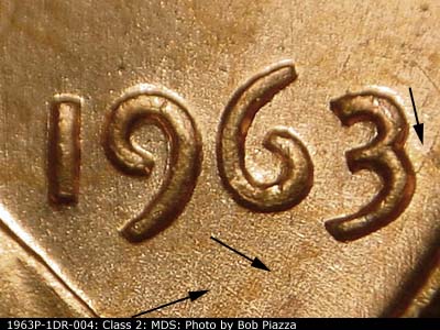 1963 Lincoln cent obverse, CopperCoins die 1963P•1DR•004.