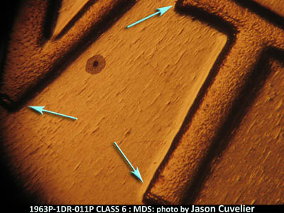 Die-stage B marker on 1963P•1DR•011P (1963 Doubled Die Reverse).
