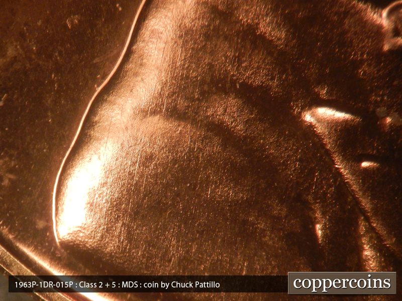 Die-stage B marker on 1963P•1DR•015P (1963 Doubled Die Reverse).