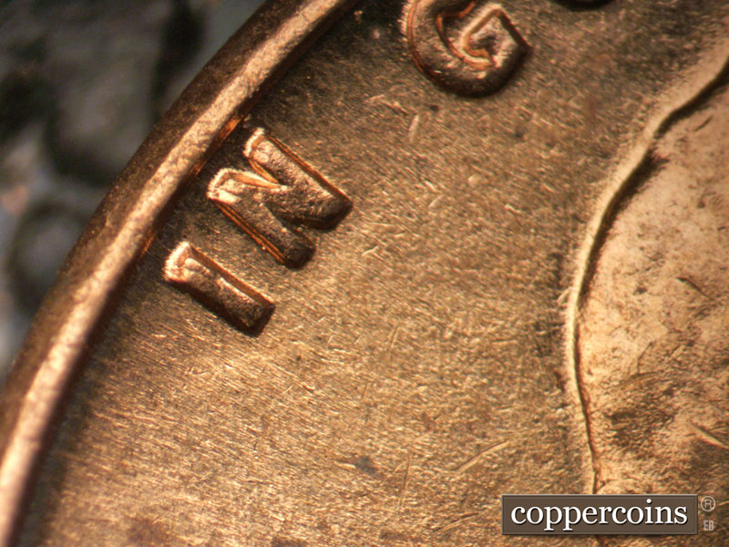 1964 Lincoln cent obverse, CopperCoins die 1964D•1DO•009.