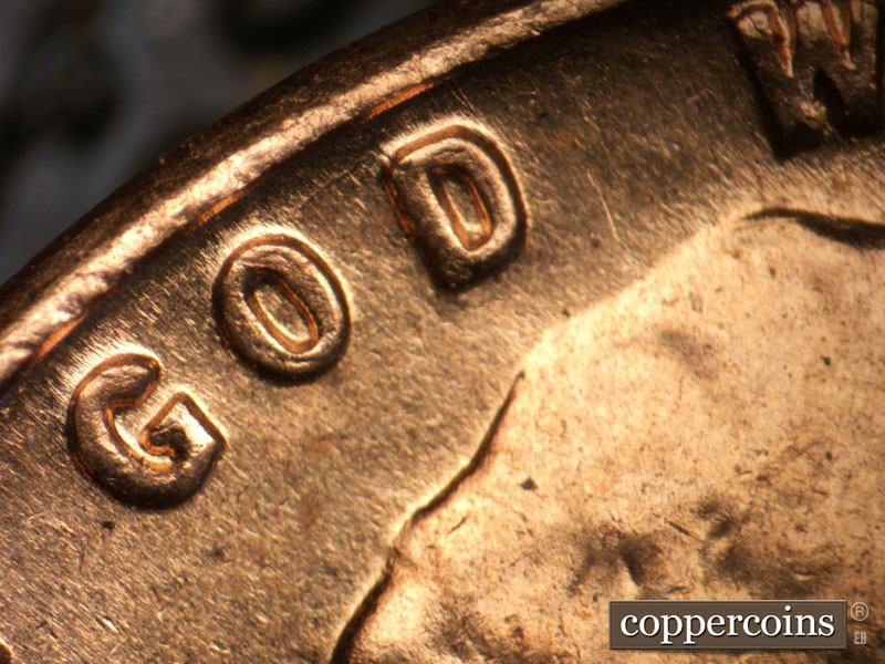 Die-stage B marker on 1964D•1DO•009 (1964 Doubled Die Obverse).