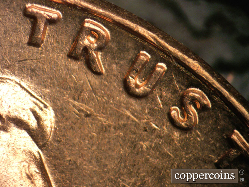 Die-stage B marker on 1964D•1DO•009 (1964 Doubled Die Obverse).