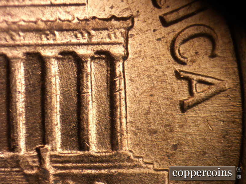 Die-stage B marker on 1964D•1DO•009 (1964 Doubled Die Obverse).