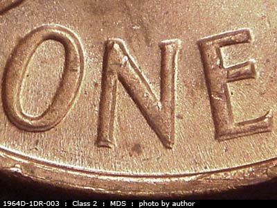 1964 Lincoln cent obverse, CopperCoins die 1964D•1DR•003.