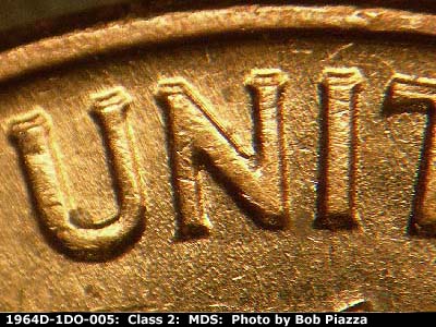 1964 Lincoln cent obverse, CopperCoins die 1964D•1DR•005.