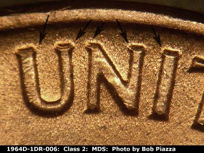 1964 Lincoln cent obverse, CopperCoins die 1964D•1DR•006.